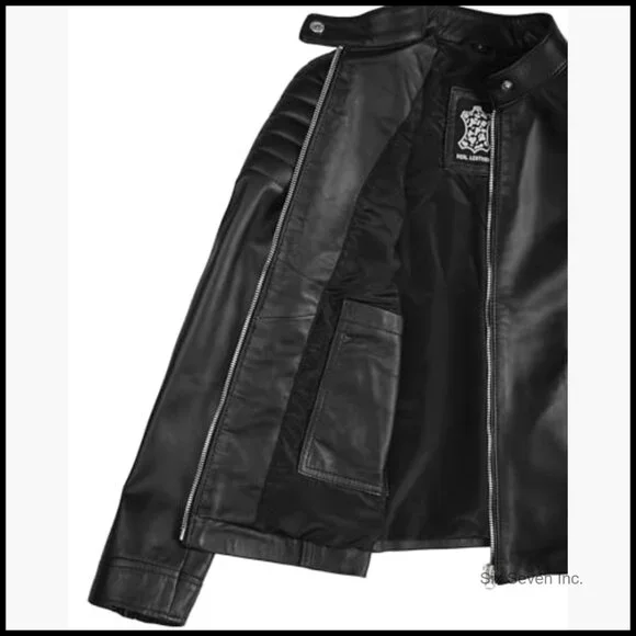 Lambskin Leather Moto Jacket Women's Cafe Racer Style